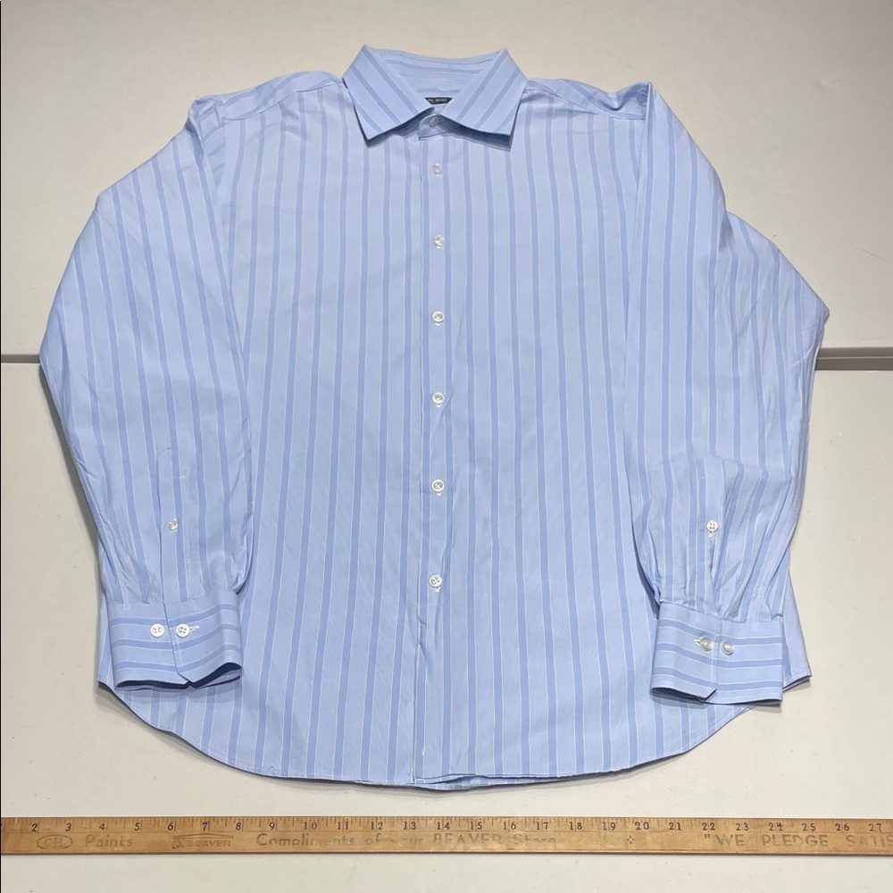 Pal Zileri  Classic Light Blue size 17/43 (XL) Striped Dress Shirt